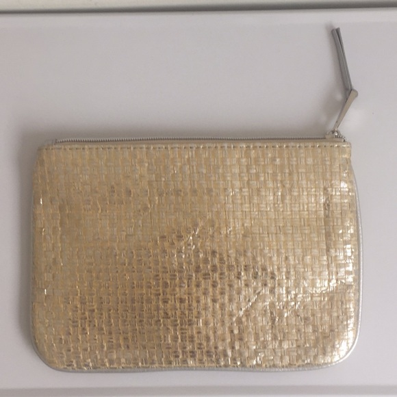 Neiman Marcus metallic weave clutch / zip bag NWOT - Picture 1 of 13